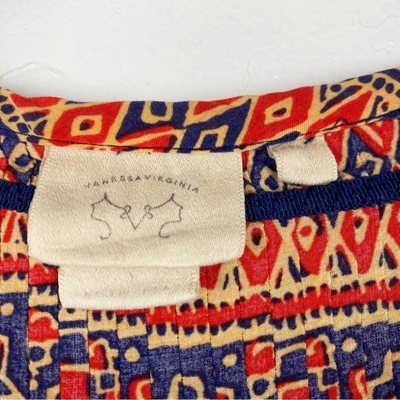 Anthropologie Vanessa Virginia Mahdia Pleated Elephant Peasant Blouse - Picture 7 of 8